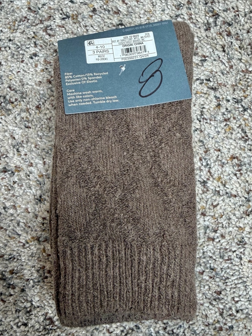 Universal Thread 3 Pack Cotton Blend Crew Socks White Brown Tan Neutral 4-10 NWT - Picture 3 of 5
